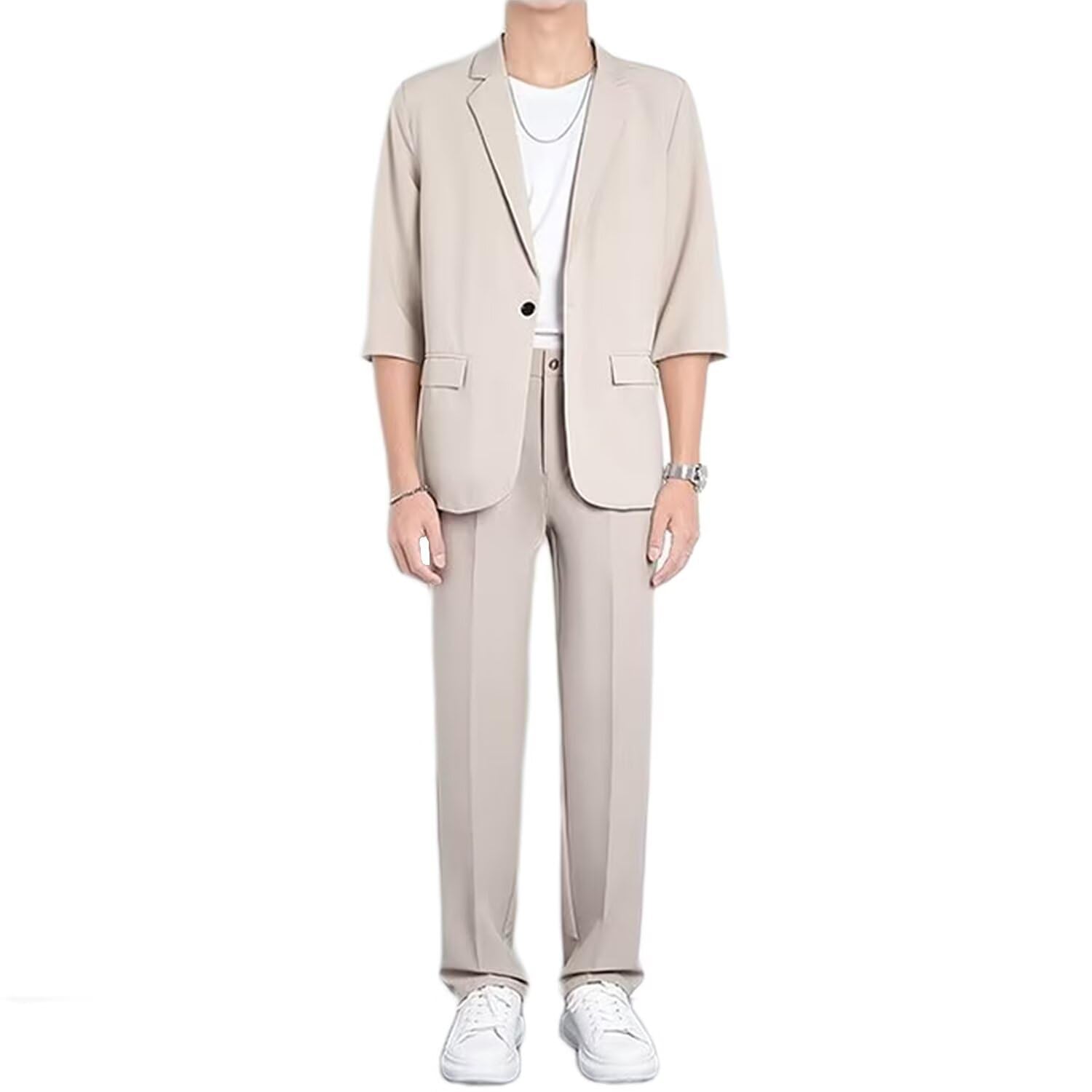 Amazon.co.jp: [Yucahype] スーツ メンズ 夏服 上下セット 7分袖丈