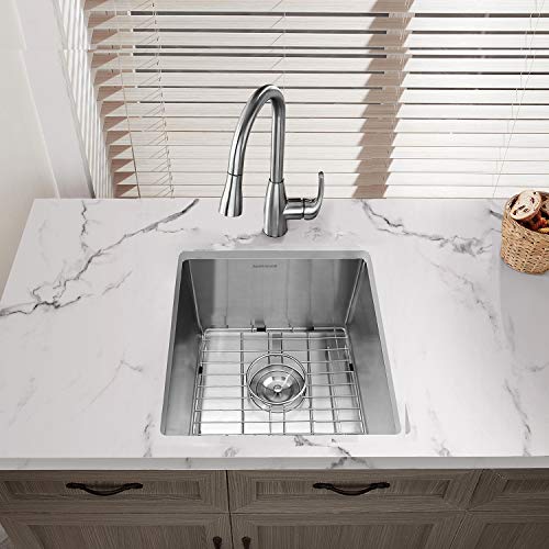 Bar Sink, Mensarjor 17'' X 19'' Single Bowl Kitchen Sink 16 Gauge Undermount Stainless Steel Kitchen Sink, Bar Or Prep Kitchen Sink (17" X 19" X 9") #TOP2