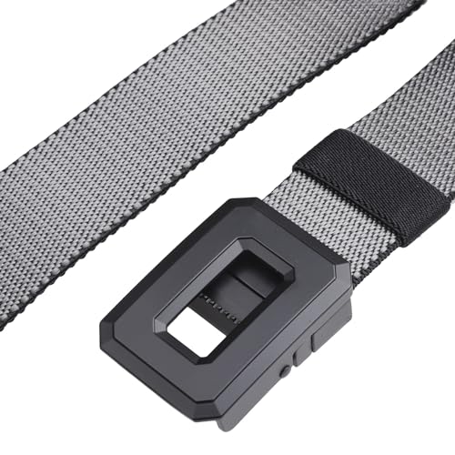 Sportmusies Men’s Adjustable Nylon Elastic Webbing Belt, Double-Sided Two-color Tactical Belt with Alloy Rotary Hollow Buckle3