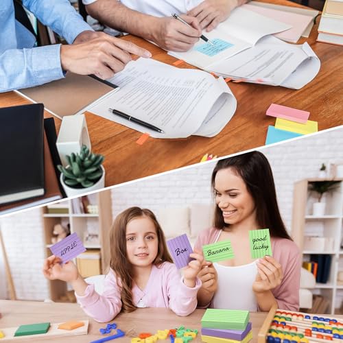 1200 Blatt Karteikarten A8, 5.2 x 7.4cm Vokabelkarten, 150g/m², Vorderseite Liniert + Rückseite Leer, Karteikarten A8 Bunt für Schule, Büro und Zuhause (6 Farben, 200 Blatt Jeder Farbe)