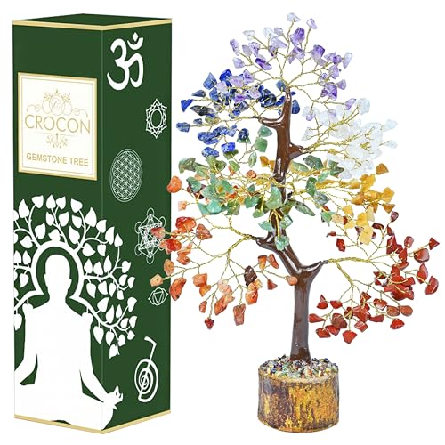 Árbol de la vida de 7 chakras árbol de cristal para piedra preciosa siete chakras árbol espiritual de la sabiduría Feng Shui decoración de árbol curativo hecho a mano atrae y cautiva regalo