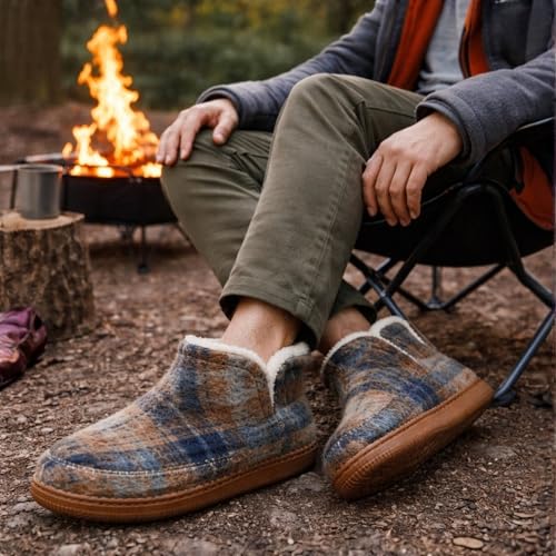 Image of Dearfoams Men's Memory Foam Indoor House Slippers Brixen Ankle Boot House Shoes - Gifts for Men