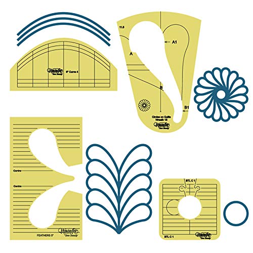 Westalee Design Meadow Dance Feather Focus Template Set and Ruler Guide Book (Longarm)