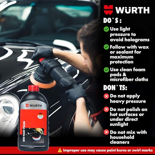 Image of Wuerth New Paint Polish - 1L | High Gloss Polish for New Uni & Metallic Paints | German Engineered | Removes Light Scratches, Tar & Contaminants | Long-Lasting Protection