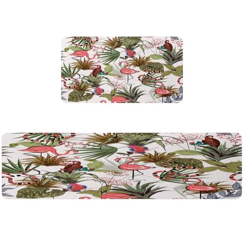 Lot de tapis de cuisine antidérapant lavable absorbant fleurs - 2