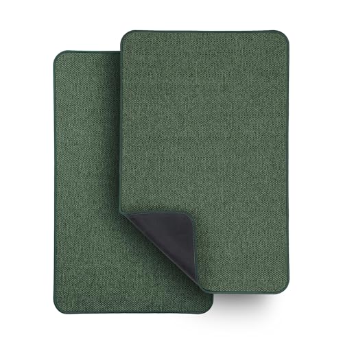 Bath Mat,Ultra Thin Bathroom Rugs,Rubber Bath Mats for Bathroom,No Slip Bath Rugs,Quick Dry,Machine Washable,Low Pile,Absorbent,Shower Outside,Sink,Home Decor Accessories.Green,1'5"x2'3"(2 Pack)