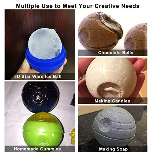 Death Star Ice Cube Mold 2 Pack Silicone Star Wars Ice Molds Sphere Big Ice Ball Maker For Whiskey, Bourbon And Cola (2) #TOP3