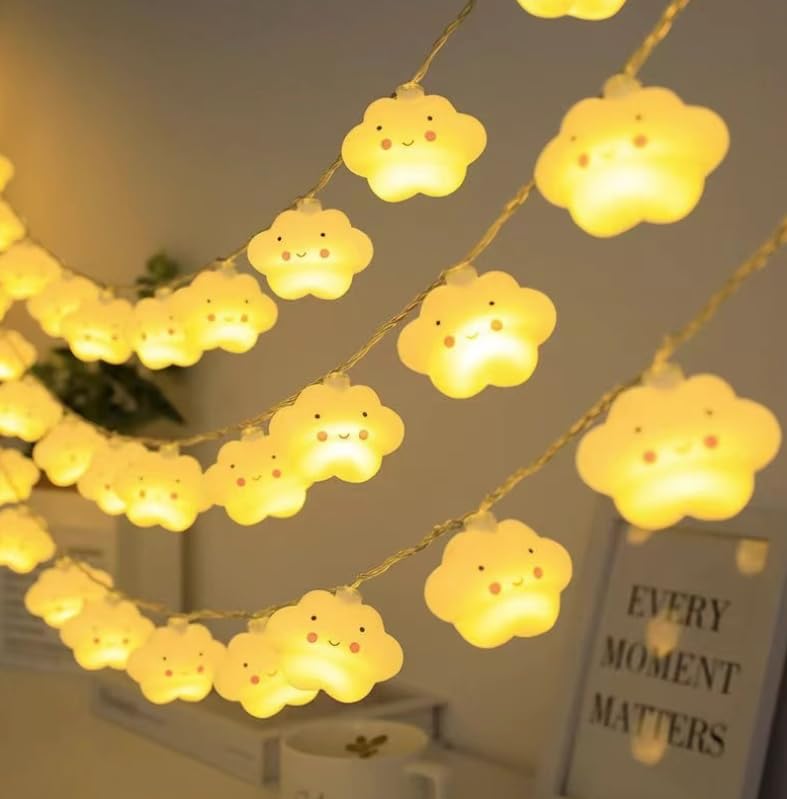 Skybook Star Cloud Rainbow Fairy Lights 9.8FT 20LED Battery Fairy Light Kids Fairy Lights Bedroom Decorations Christmas Girls Gift Baby Night Lights Warm White (Clouds 20 led 3m)