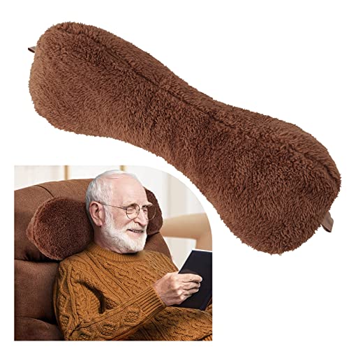 Jiangding Neck Pillow soft Bone shape for sofa Armchair Recliner Couch Office Chair Airplanes Sleeping Travel Great Pain Relief support or Supportive Neck Head Waist Support Fixable (Brown)