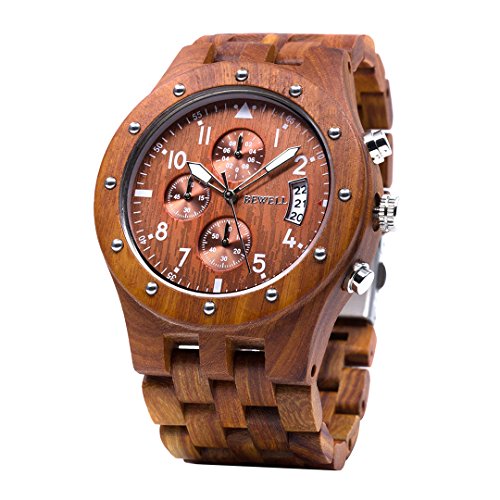 BEWELL Uhren Aus Holz Herrenuhr Chronograph Quarzwerk mit Holzarmband W109D