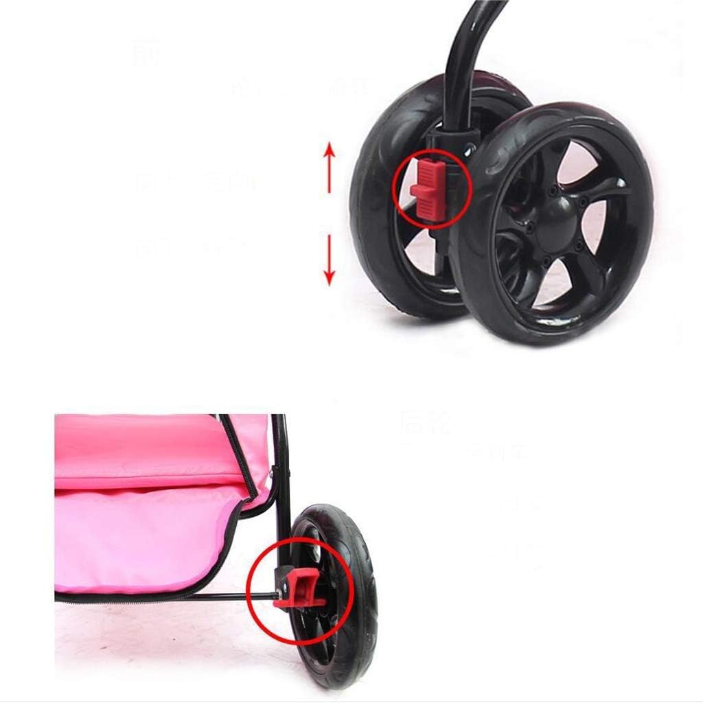 Pet Stroller Dog Stroller One-Click Folding Pet Travel Carrier with Removable Liner Storage Basket Breathable Mesh (Color : Red) (Red) (Red)