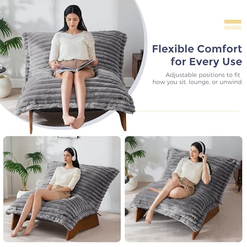 Sillón Convertible Plegable Gris miniatura 4