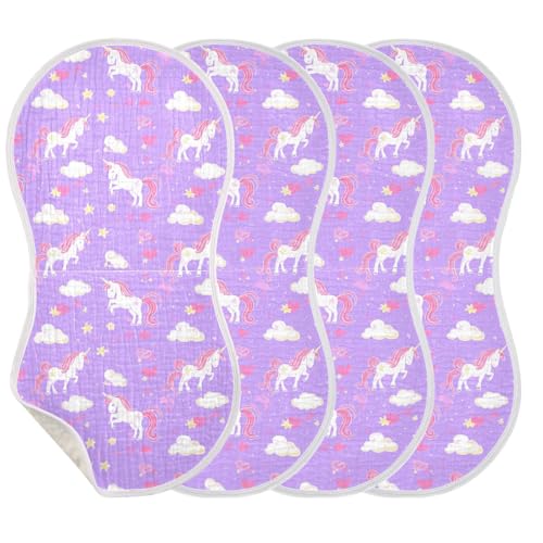Unicorn Clouds Baby Burp Cloths for Boys and Girls, Soft Muslin Spit Up Towels, 22"x11" Newborn Essentials for Feeding and Drooling, 2 Pack3