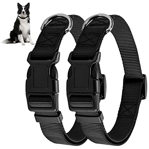 PuppyDoggy Adjustable Dog Collar Black Nylon Dog Collar Martingale Collar for Dogs with Quick Release Buckle Classic Pet Collar for Small Medium Large Dogs (Large 2 Pack, Black) Cover