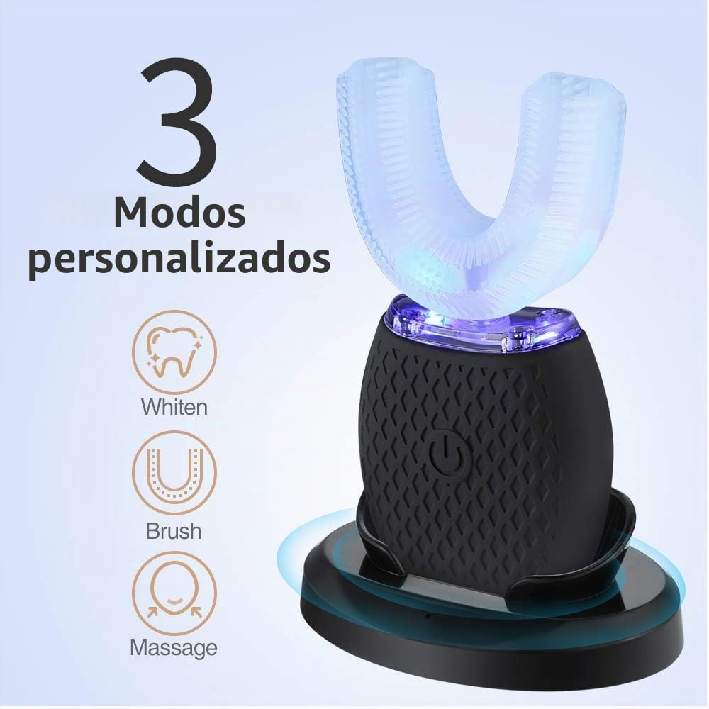 Cepillo de Dientes Ultrasónico Automático, Cepillo de Dientes Eléctrico Ultrasónico, Cepillo de Dientes Ultrasónico de 360° para Adultos (Negro, 1)