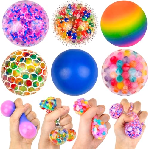 Pipihome Bolas antiestrés para amasar, 6 Unidades, con Purpurina, Coloridas, con Perlas de Agua, para descompresión, TDAH, ansiedad, Autismo, Juguetes para niños y Adultos