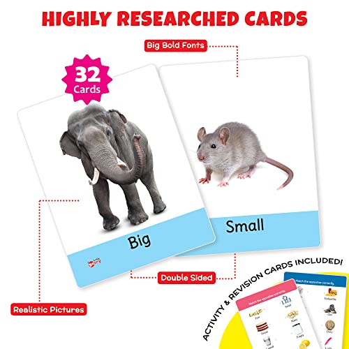 Image of Big Flash Cards for Kids: Opposites | 32 Double-sided Picture Cards, Durable & Water Resistant | Early Learning & Development Toy for Preschoolers & Toddlers 2-6 Year | Can Be Wiped Clean