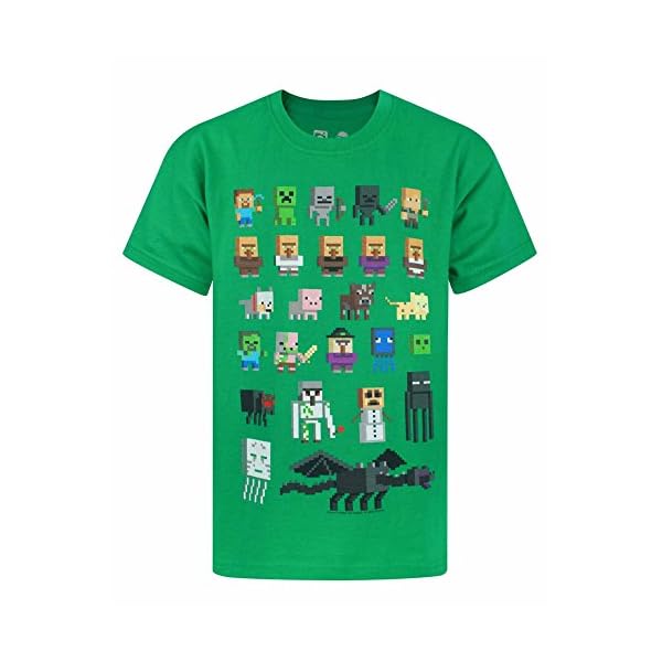 Minecraft T-Shirt Sprites Characters Gamer Gifts Boys Black Short Sleeve Top - Image 4