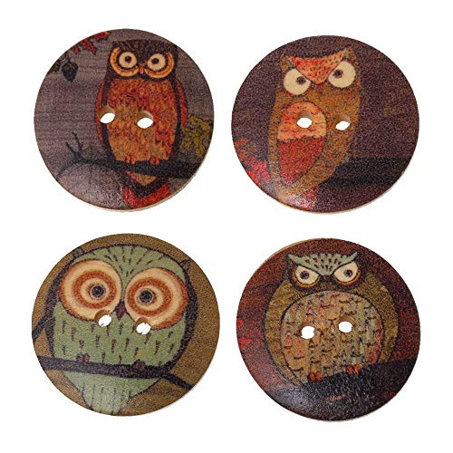 Premium Qualität 25x gemischte Holz Knöpfe Eule Cartoon Muster Nähen Scrapbook DIY - zufällige FarbeCarry Stone Cover