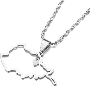 Stainless Steel Afghanistan Map With Heart Charm Pendant Necklaces Afghan Jewelry