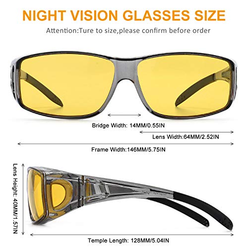 Night Vision Glasses For Men Women Anti Glare Polarized Hd Night Driving Glasses Wrap Around Fit Over Prescription Eyewear #TOP4