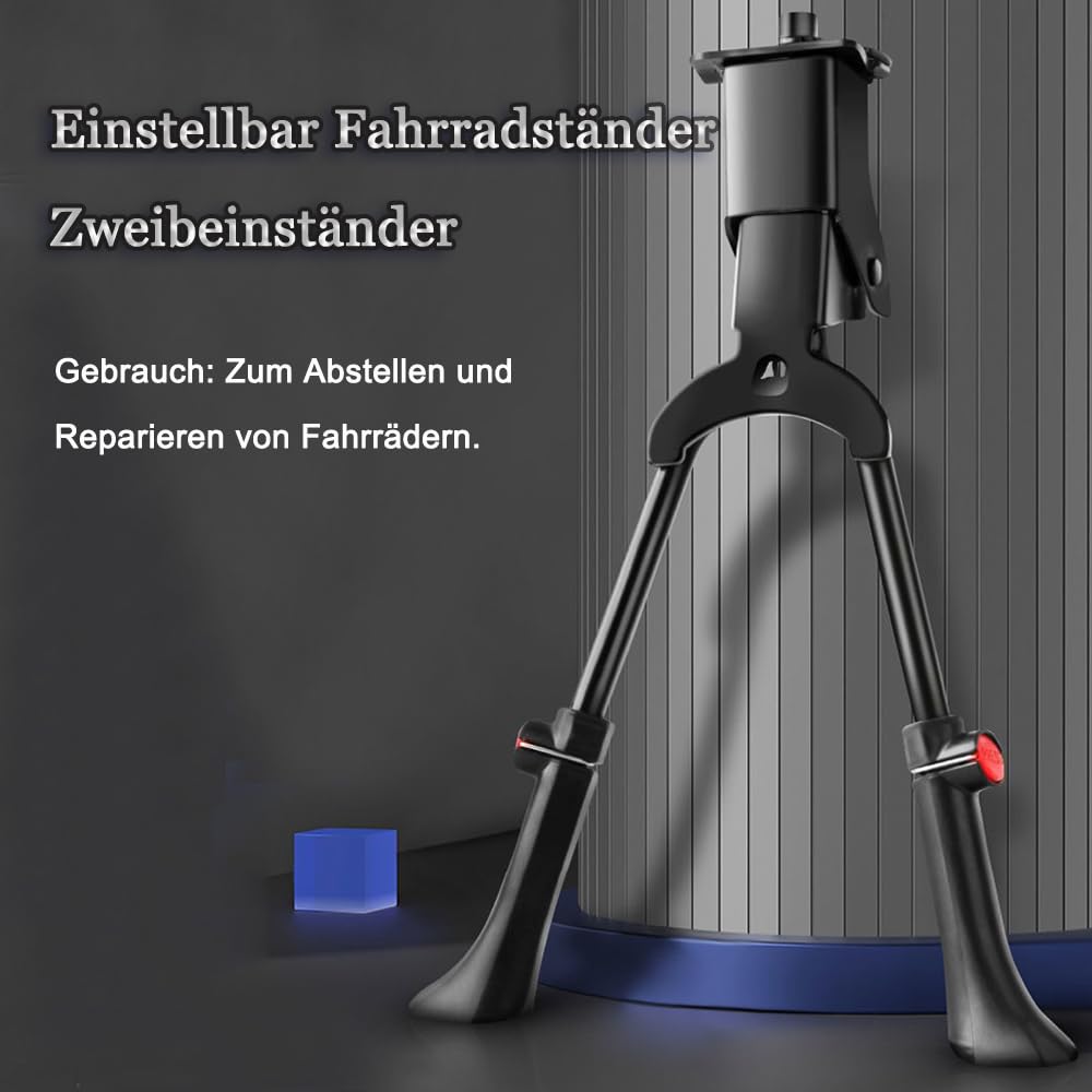 BV béquille double pliable hauteur réglable noire en aluminium pour