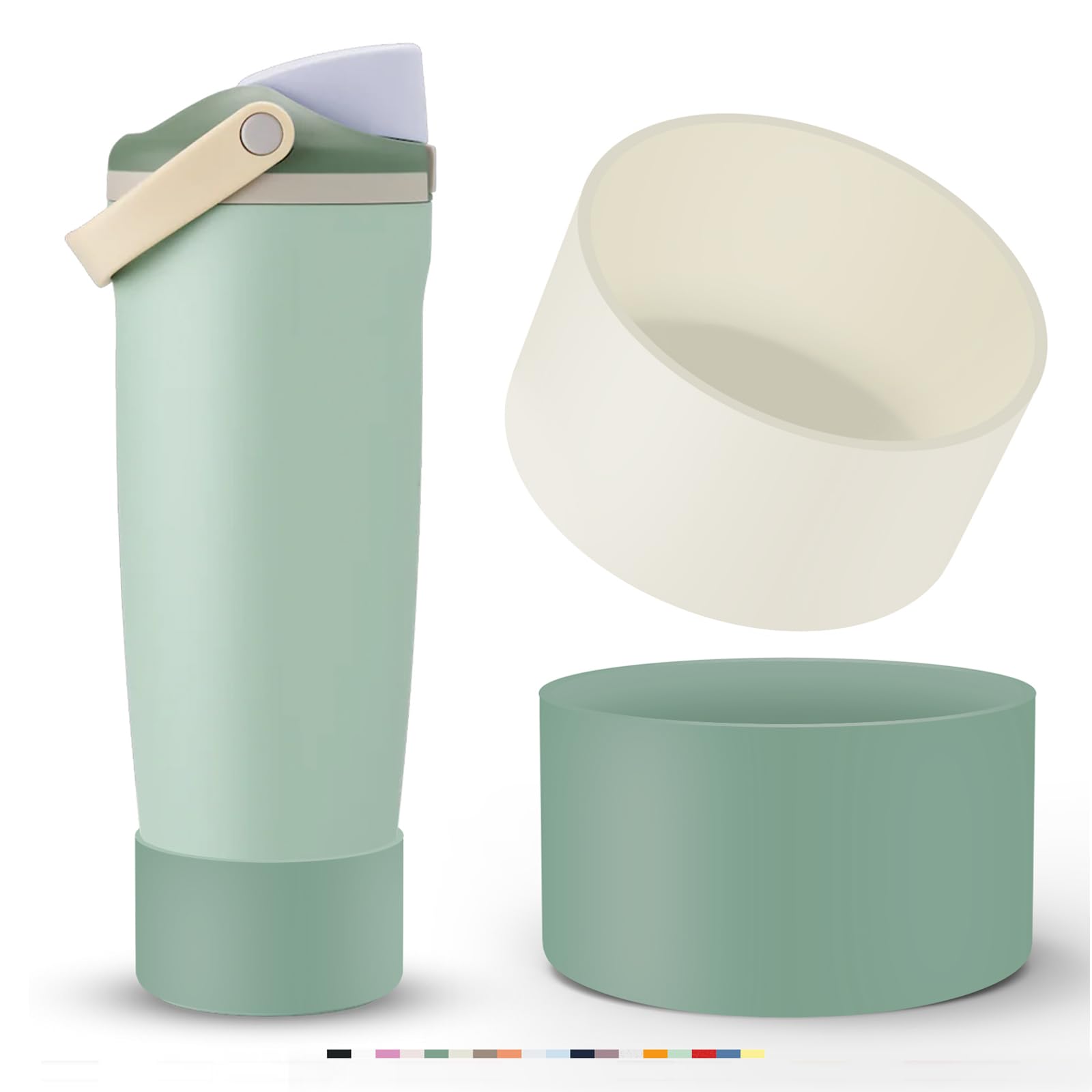 2PCS Silicone Boot for Owala Water Bottle 30oz & 40oz FreeSip Sway & Tumblers, Non-Slip, Scratch-resistant, Protective Sleeve for Stainless Steel Water Bottle Accessories BPA-Free Bottom Base(EL+CR)