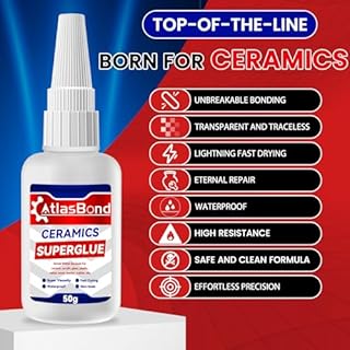 Ceramic Glue, Best Super Clear Glue for Porcelain, Pottery and China Repair, Food Safe Adhesive Kit for Mugs and Dishes, Also Effortlessly Bonds Wood, Glass, Plastic, Shoe, Crafts DIY and More