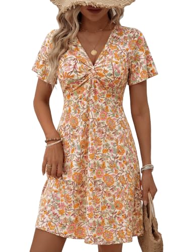 MSBASIC Flattering Dresses to Hide Tummy Over 50 Summer A Line Boho Empire Waist Corset Dress...