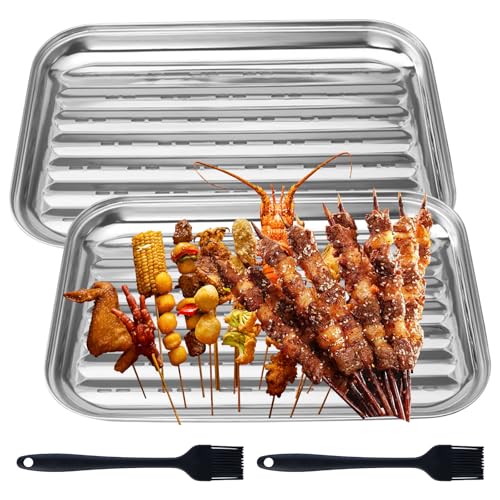 Sporgo Set di 2 ciotole per barbecue, in acciaio inox,