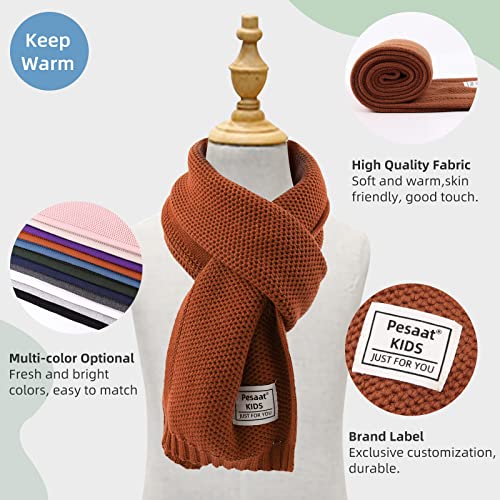 Image of PESAAT Kids Winter Infinity Scarf Knit Cotton Toddler Boy Girls Scarves