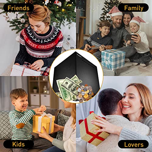 Image of Piggy Bank for Adults,Safe Piggy Banks Made of Stainless Steel,Can Only Save The Piggy Bank that Cannot be Taken Out (Black, 4.72IN)
