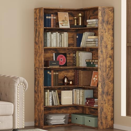 ANCTOR Corner Bookshelf, 6 Tiers Corner Bookcases with Baffles Etagere
