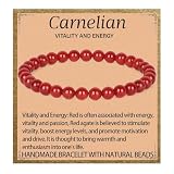 LPBeads Handmade Natural Gemstone Stretch Elastic 6m Carnelian Bracelet Healing Crystal Round Stone Beads Jewelry Gifts for Women Men