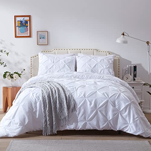 Nexhome King Comforter Set Pintuck White Comforter Set Soft Pinch Pleat Microfiber Lightweight Down Alternative All Season 3 Pieces Bedding Comforters & Sets（1 Comforter 2 Pillow Shams） #TOP2