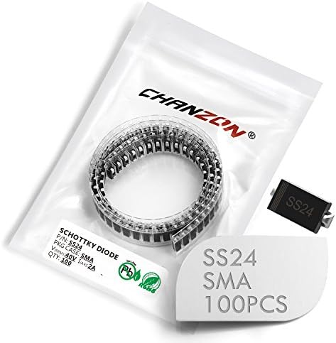 (Pack of 100 Pieces) Chanzon SS24 SMD Schottky Barrier Rectifier Diodes 2A 40V SMA (DO-214AC) 2 Amp 40 Volt