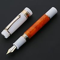 Vista 5 de Majohn M400 - Pluma estilográfica extra fina con convertidor, acrílico naranja y blanco para escribir