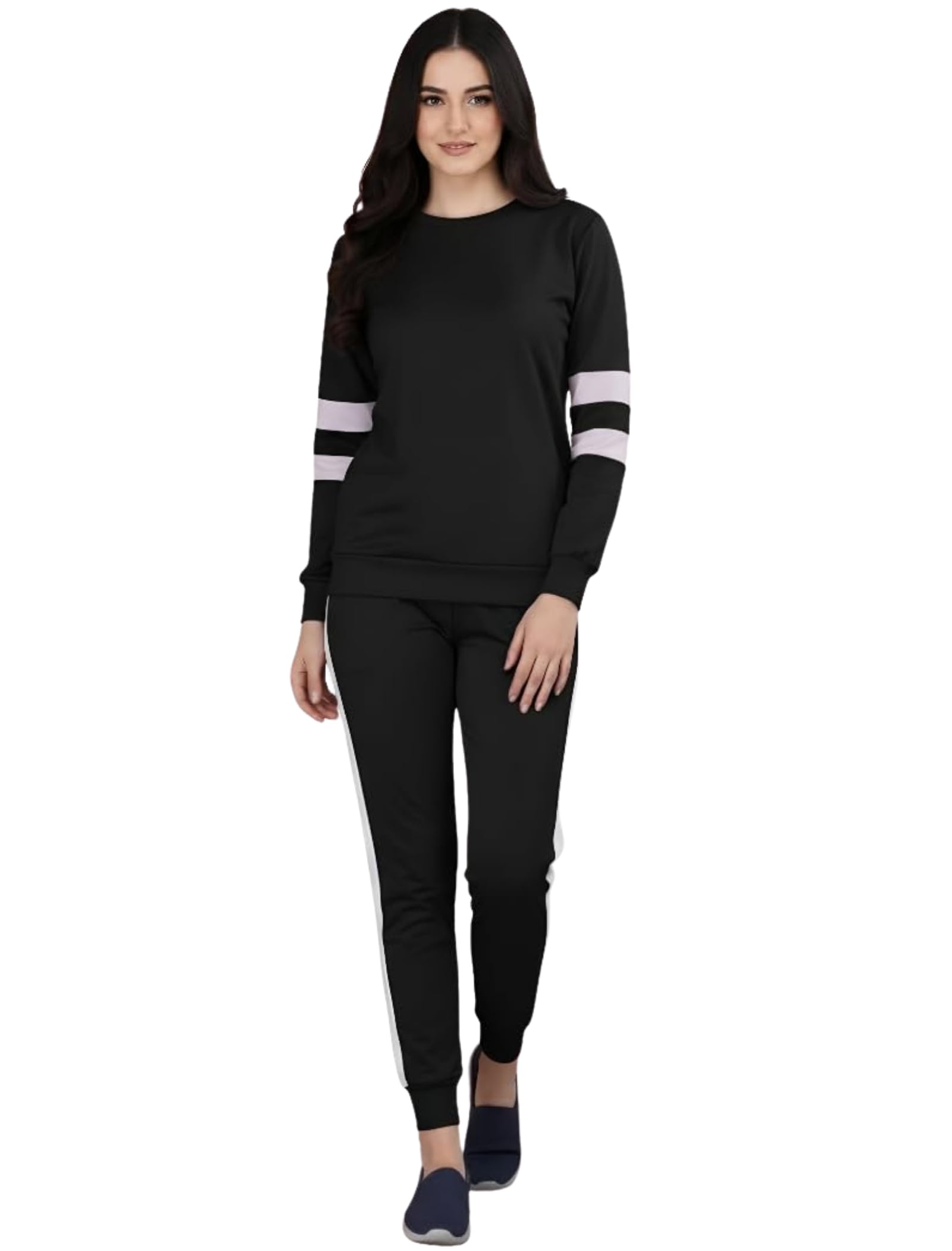 Tracksuit For Women With Cotton Lycra Fabric - Full Sleeves Round Neck Gym Wear For Women - Best Fits For Yoga, Running, Jogging, Sports, Travel, Night Dress.-image-17