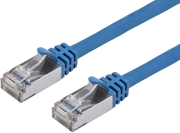 Monoprice Cat7 Ethernet Patch Cable - Flexboot RJ45, Stranded, 600Mhz, S/FTP, CMX, 26AWG, 50 Feet, Blue - Entegrade Series