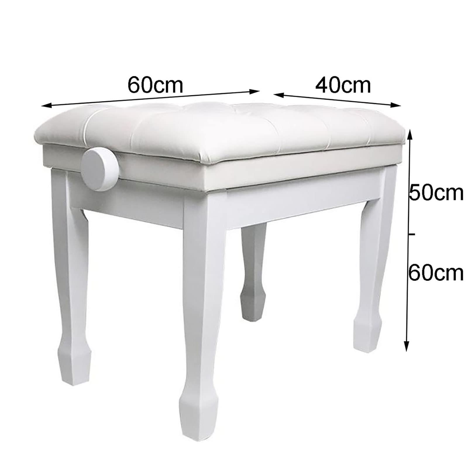 Panca per pianoforte con altezza regolabile, colore bianco