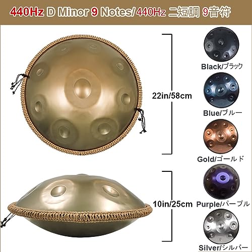 Handpan de acero 22 pulgadas 9 notas D menor 432Hz/440Hz miniatura 7