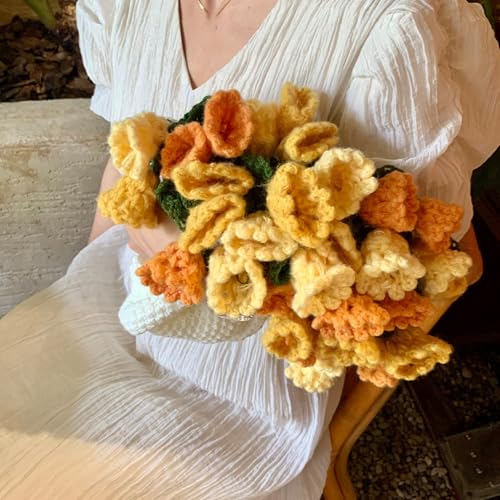 VALER 毛糸ブランケット 花束デザイン かぎ針編み ローズ 薔薇モチーフ 柄5 インテリア デコレーション 暖かい 110CM ふわふわ 編み物 毛糸毛布 ハンドメイド ソファ掛け 誕生日プレゼント 花束ギフト