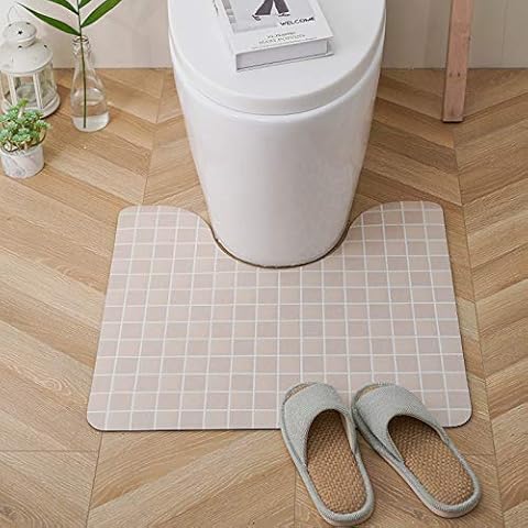 GUOZI Bath Mat,bathroom Mats Non Slip,U-shaped Toilet Floor Mat,strong Anti-slip,oil-proof And Waterproof,wipeable And No-washing,used For Toilet Floor Mats Cover