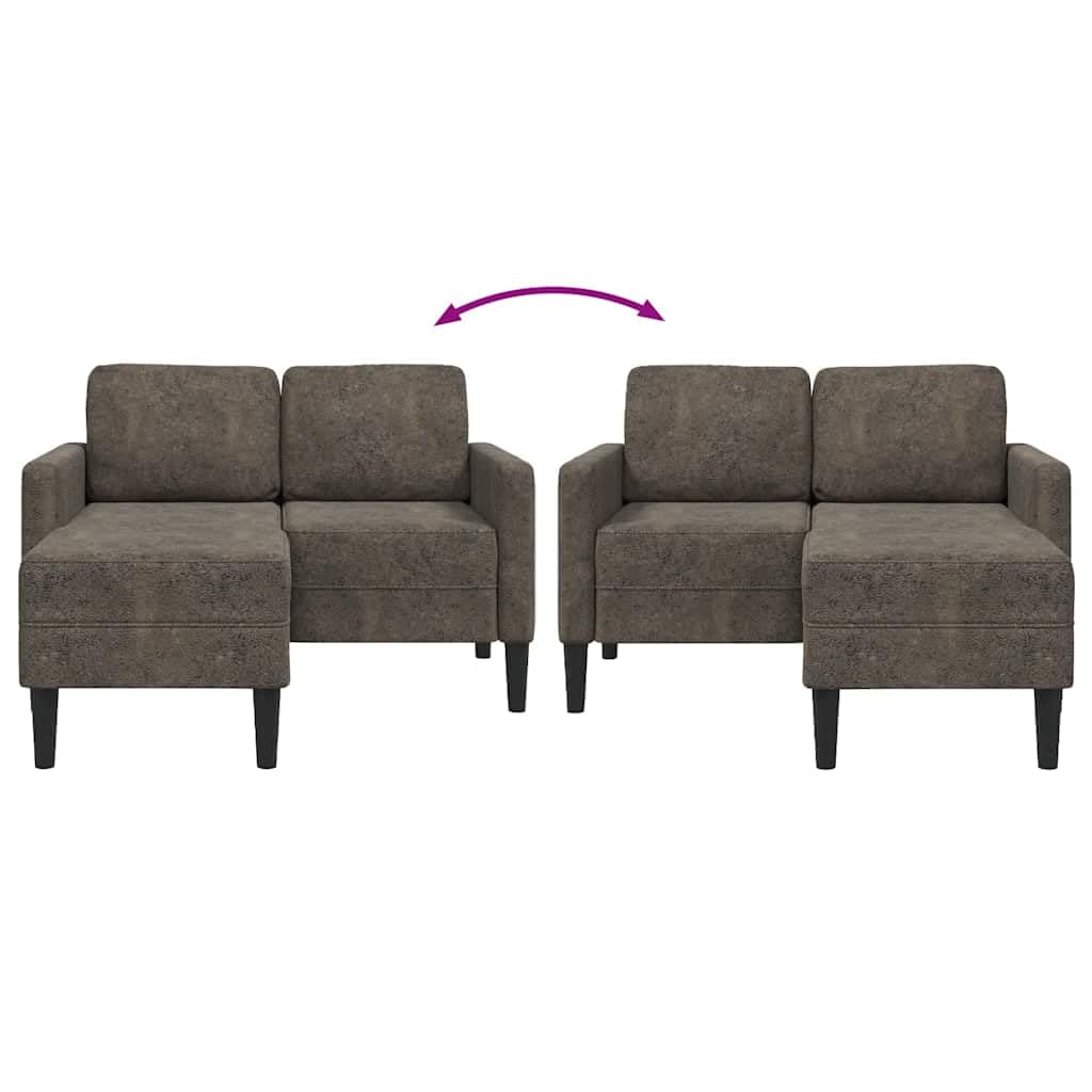vidaXL Divano 2 Posti con Chaise a L Grigio Scuro 125 cm in Similpelle, Divano a 2 posti Camera da Letto, divanetto, Divano a Due posti