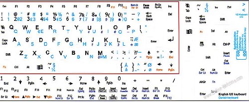 Stickers teclado danés e inglés para netbook mini blanco miniatura 2