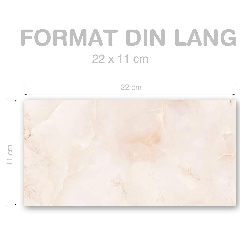 Briefumschläge Marmor Terracotta - 10 Stück, DIN Lang (220x110 Mm), Ohne Fenster, Selbstklebend