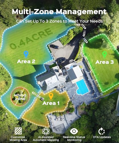 Image of YARDCARE N1600 PRO Wireless Robotic Lawn Mower, RTK & Vision Navigation, Up to 0.4 Acre Coverage, Smart App Control, Multi-Zone Mapping, Systematic Mowing Robot
