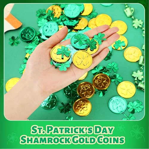 Décorations de table de la Saint-Patrick : lot de 60 trèfles plastiques vert et doré AUGSUN - 3