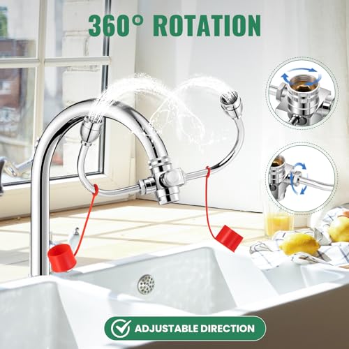 Image of Huanyu Faucet Mounted Eyewash Station 360 Rotation Emergency Eye Wash Station Sink Attachment Adjustable Direction Eye Wash Faucet Laundry Room Kitchen with Inspection Tag 3 Adapters (Style B2)