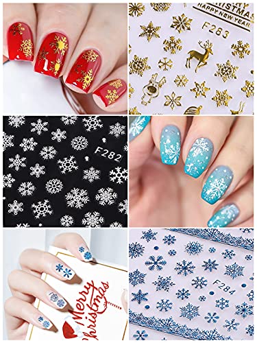 Ebanku 12Pcs Snowflake Nail Stickers Christmas Nail Art Stickers Decals Snowman Elk Bells Christmas Nail Stickers Xmas Nail Art Designs Stickers #TOP3
